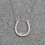 Dainty Diamond & White Gold Horseshoe Necklace