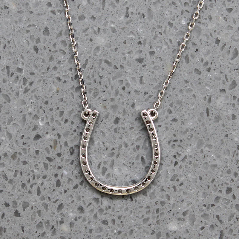 Dainty Diamond & White Gold Horseshoe Necklace