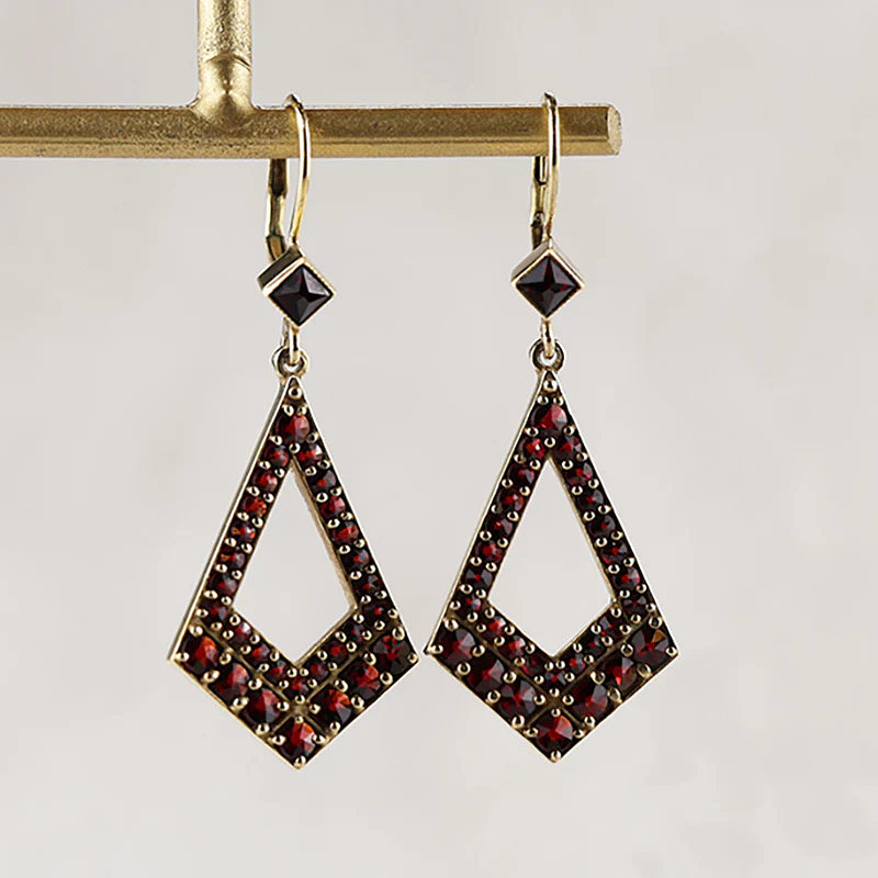 Fabulous Czech Garnet & Silver Gilt Earrings