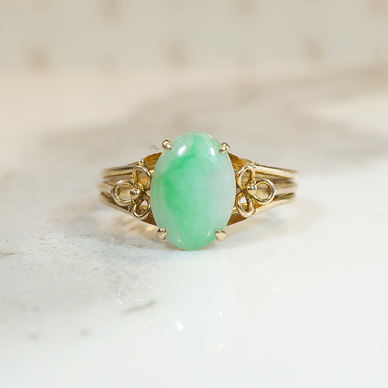 Graceful Gold and Jade Ring
