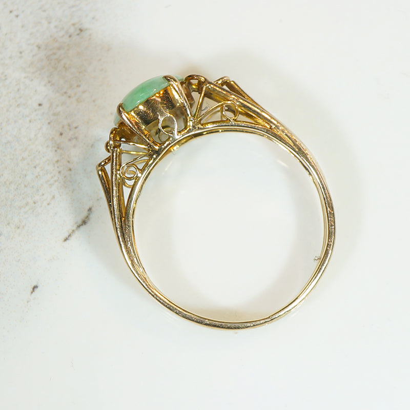 Graceful Gold and Jade Ring