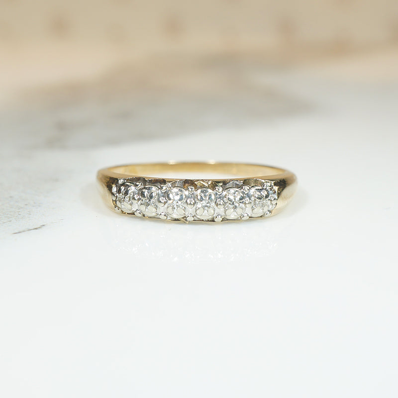 Classic 1940s Two-Tone Gold & Diamond Band