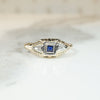 French Cut Sapphire and Rose Cut Diamond Ring