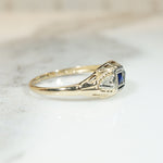 French Cut Sapphire and Rose Cut Diamond Ring