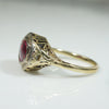 Hot Pink Ruby Cabochon in Gold Filigree Ring