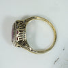 Hot Pink Ruby Cabochon in Gold Filigree Ring