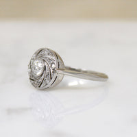 Rose Cut Spiral Diamond & Platinum Ring
