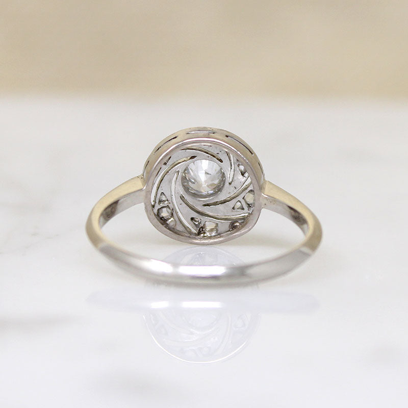 Rose Cut Spiral Diamond & Platinum Ring