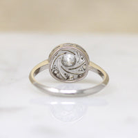 Rose Cut Spiral Diamond & Platinum Ring