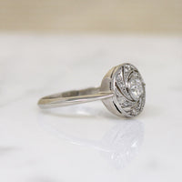 Rose Cut Spiral Diamond & Platinum Ring