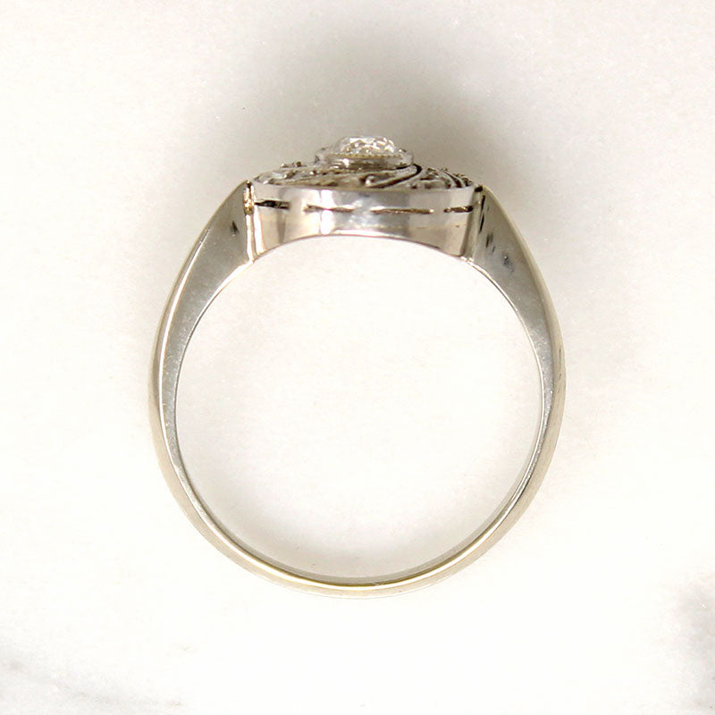 Rose Cut Spiral Diamond & Platinum Ring