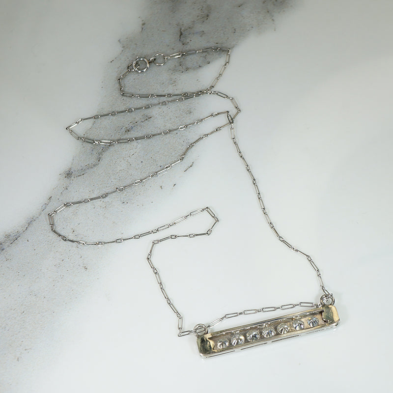 Chic Diamond & Platinum Bar Necklace