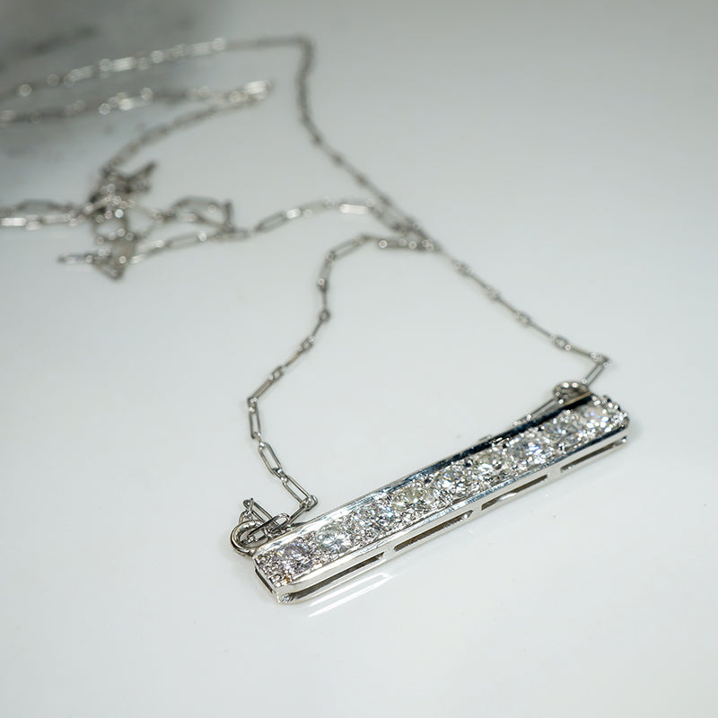 Chic Diamond & Platinum Bar Necklace