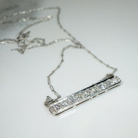Chic Diamond & Platinum Bar Necklace