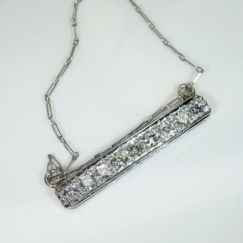 Chic Diamond & Platinum Bar Necklace