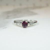 Refined 1950s Ruby & Baguette Diamond Platinum Ring