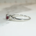 Refined 1950s Ruby & Baguette Diamond Platinum Ring