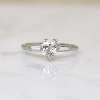 Pear Cut Diamond with Baguettes in White Gold Ring