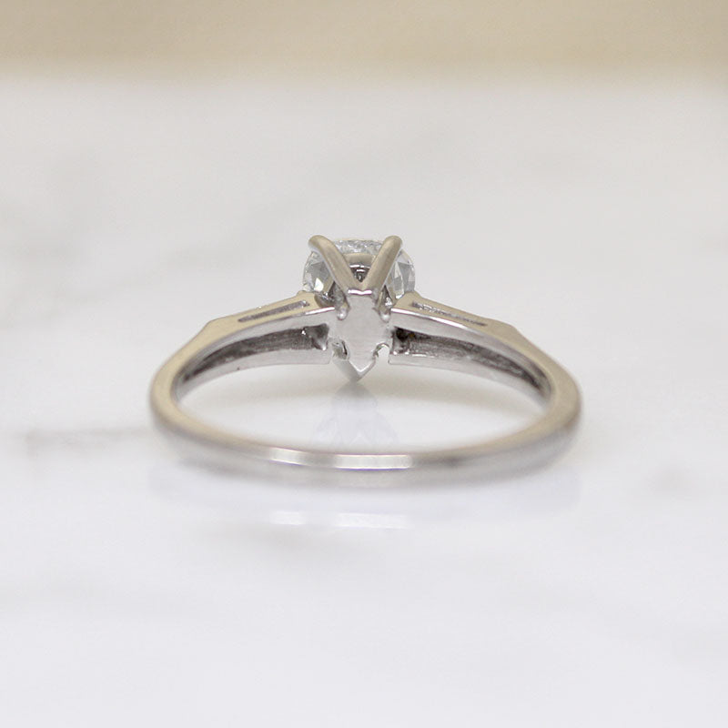 Pear Cut Diamond with Baguettes in White Gold Ring
