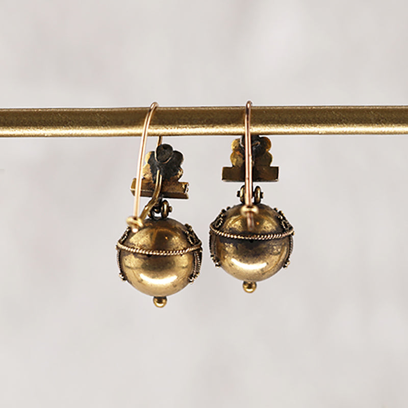 Etruscan Revival Earbobs in 14k Gold