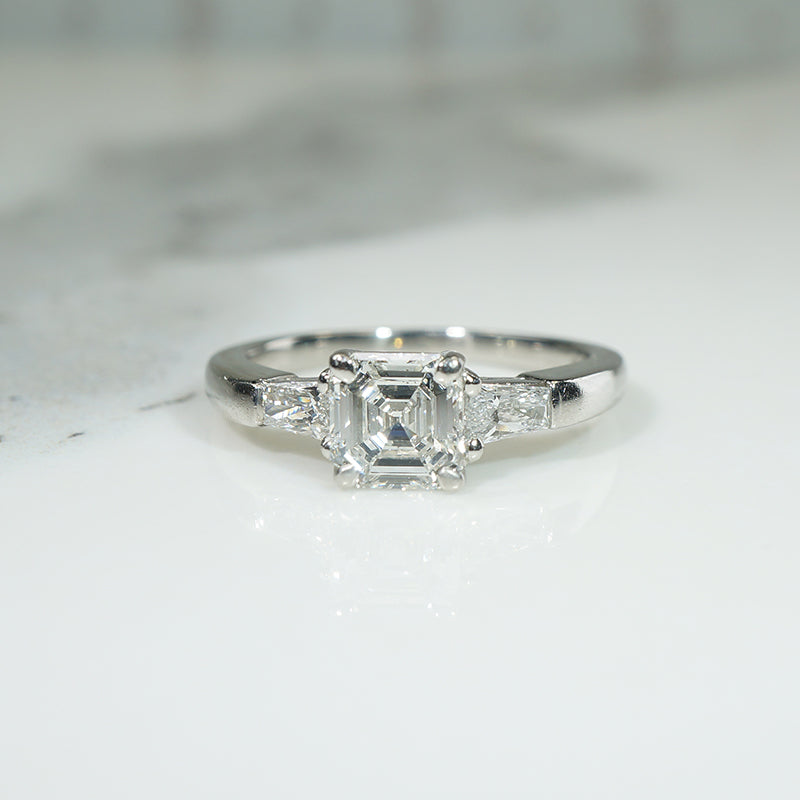 Gorgeous Asscher Cut Diamond in Platinum Engagement Ring