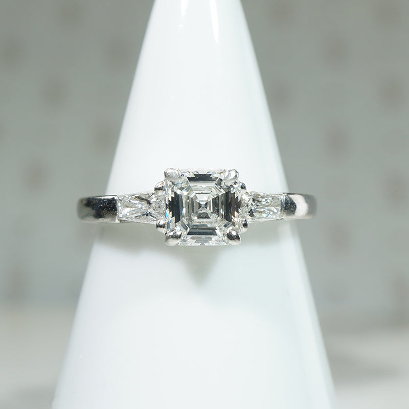 Gorgeous Asscher Cut Diamond in Platinum Engagement Ring