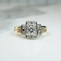 Striking Platinum and Gold Art Deco Engagement Ring