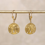 Adorable 14k Gold Sand Dollar Drop Earrings