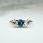 Lovely OEC Diamond and Sapphire 3-stone Ring