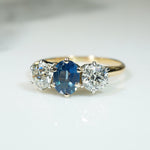Lovely OEC Diamond and Sapphire 3-stone Ring