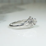 Mine Cut Diamond Etched Platinum Ornate Ring