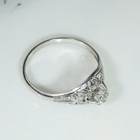 Old Mine Cut Diamond in Ornate Etched Filigree Engagement Ring