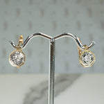 Diamond & Two-Tone Gold Hexagonal Art Deco Earbobs