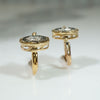 Diamond & Two-Tone Gold Hexagonal Art Deco Earbobs