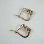 Diamond & Two-Tone Gold Hexagonal Art Deco Earbobs