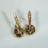 Diamond & Two-Tone Gold Hexagonal Art Deco Earbobs