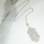 Ethereal Diamond & White Gold Filigree Pendant