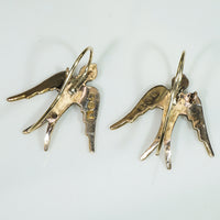 English Swallow Gold & Pearl Earrings 