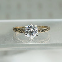 Deco Yellow Gold Solitaire Engagement Ring