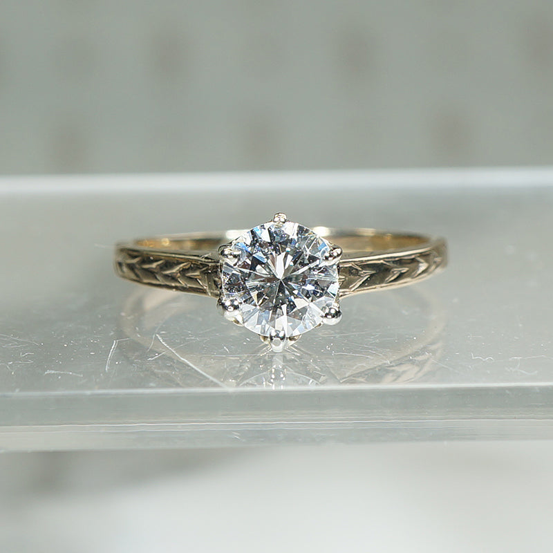 Deco Yellow Gold Solitaire Engagement Ring