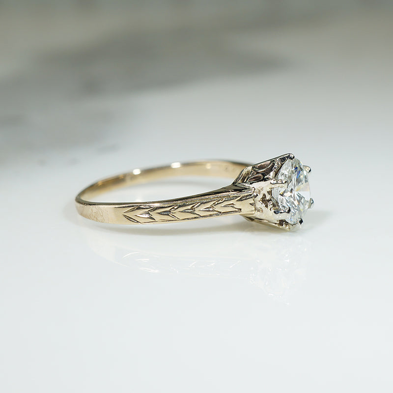 Deco Yellow Gold Solitaire Engagement Ring