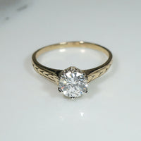 Deco Yellow Gold Solitaire Engagement Ring