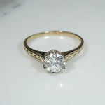 Deco Yellow Gold Solitaire Engagement Ring