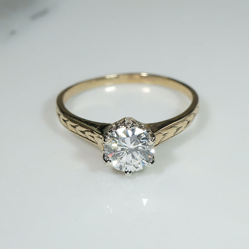 Deco Yellow Gold Solitaire Engagement Ring