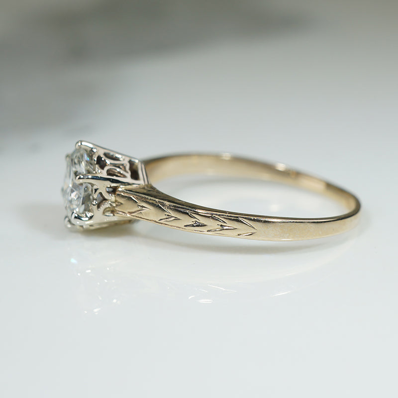 Deco Yellow Gold Solitaire Engagement Ring