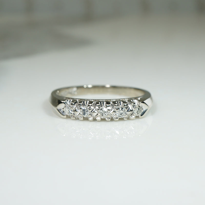 Pretty Mid Century Diamond Wedding Band