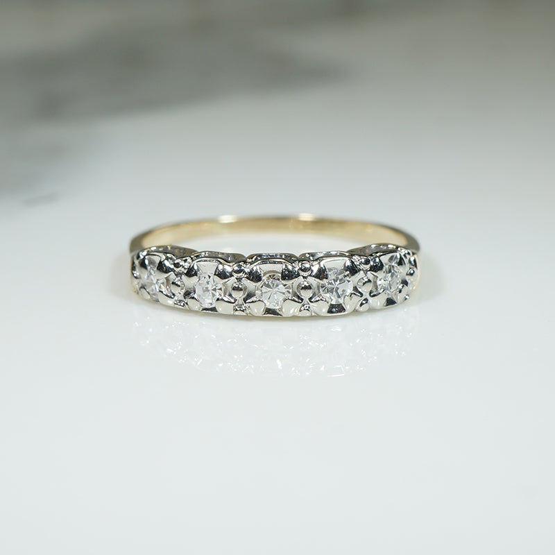 Mid Century Two-Tone Gold & Diamond Band