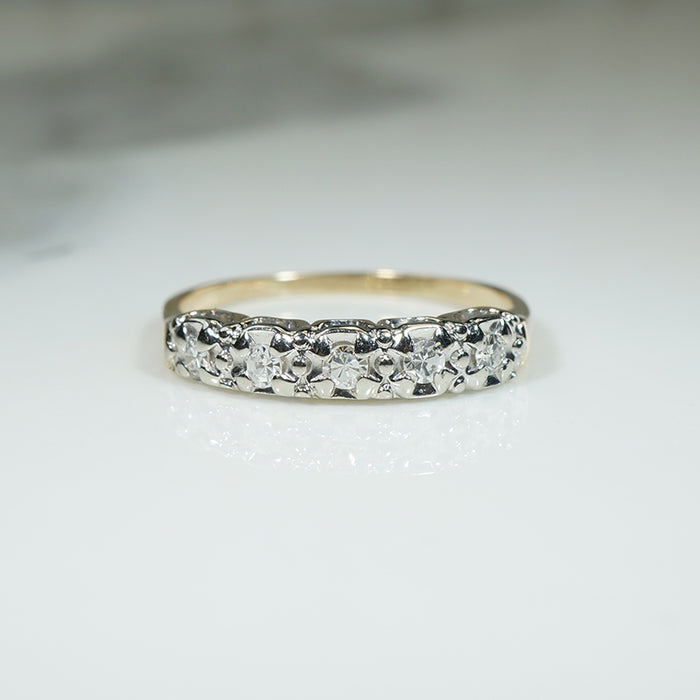 Mid Century Two-Tone Gold & Diamond Band