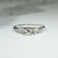 Decorative Old Euro Cut Diamond Engagement Ring