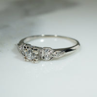 Decorative Old Euro Cut Diamond Engagement Ring